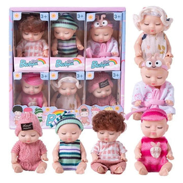 6/8Pcs Set Sleeping Mini Baby Dolls Reborn Lifelike Cute Adorable Dolls With Butterfly Crocodile Sunflower Outfits Playset Giftb